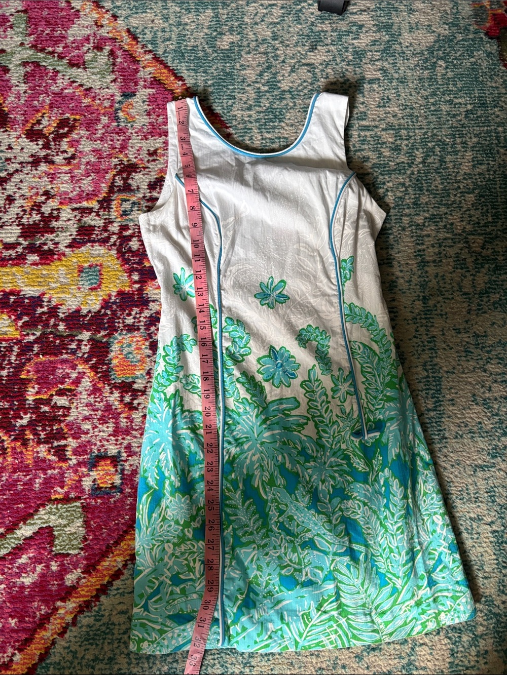 Lilly Pulitzer White Mini Dress with Aqua Floral Print - Picture 6 of 7